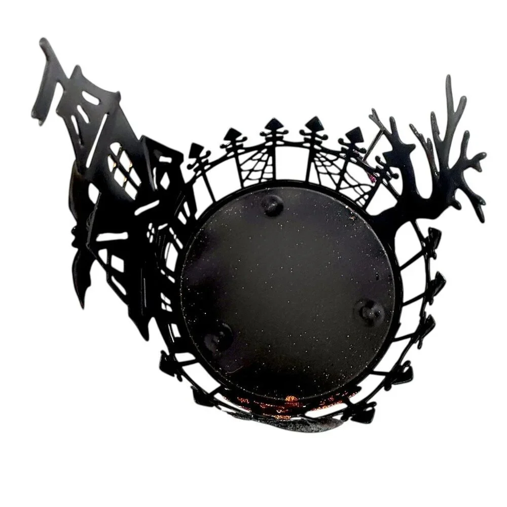 Halloween Candle Holder Sonoma Haunted House Spooky Decor Pillar Jar